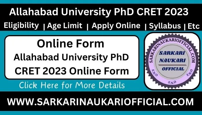 Allahabad University PhD CRET 2023 Online Form