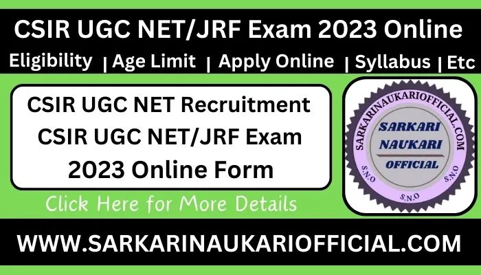 CSIR UGC NETJRF Exam 2023 Online Form