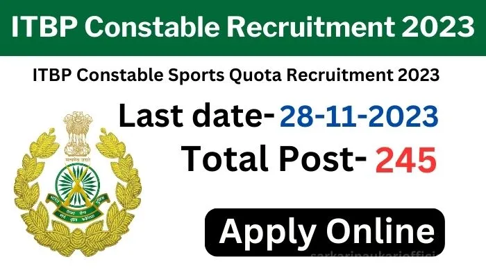 ITBP Constable Sports Quota Recruitment