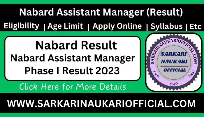 Nabard Assistant Manager Phase I Result 2023