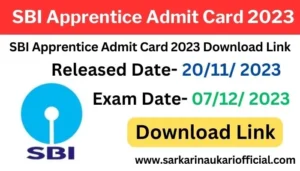 SBI Apprentice Admit Card 2023