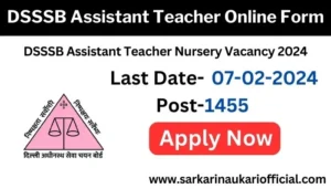 DSSSB Assistant Teacher Online Form 2024