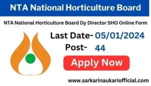 NTA National Horticulture Board Dy Director SHO Online Form 2023