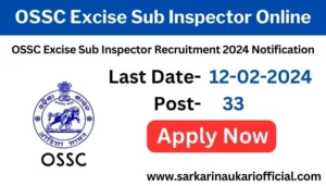 OSSC Excise Sub Inspector Online 2024