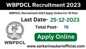 WBPDCL Recruitment 2023 Online Form