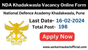 NDA Khadakwasla Vacancy Online Form 2024