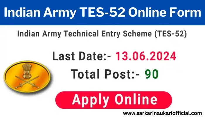 Indian Army TES-52 Online Form 2024