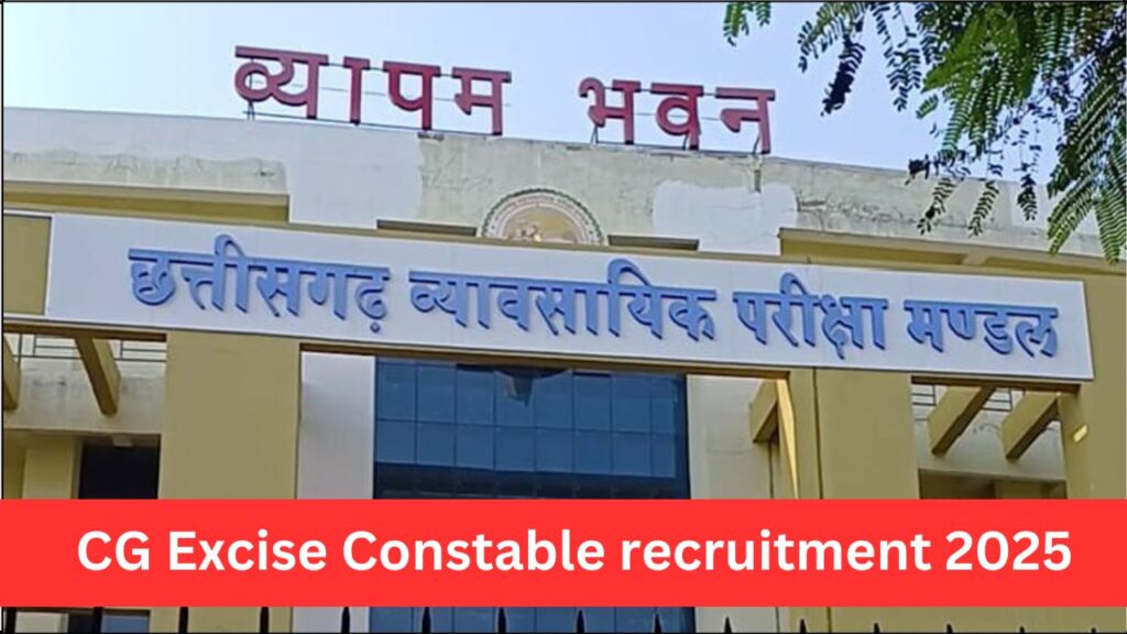 CG Excise Constable Recruitment 2025- Apply Online CG Excise Constable Recruitment 2025
