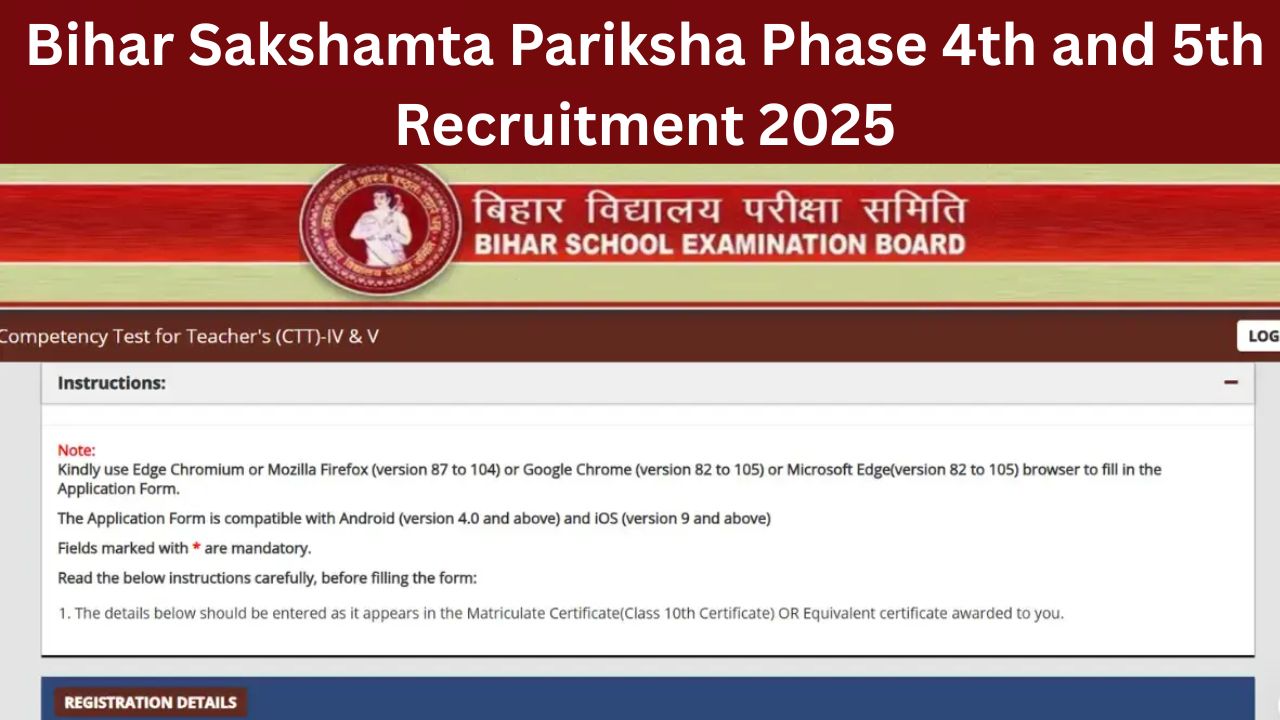 Bihar Sakshamta Pariksha Phase 4th and 5th Recruitment 2025