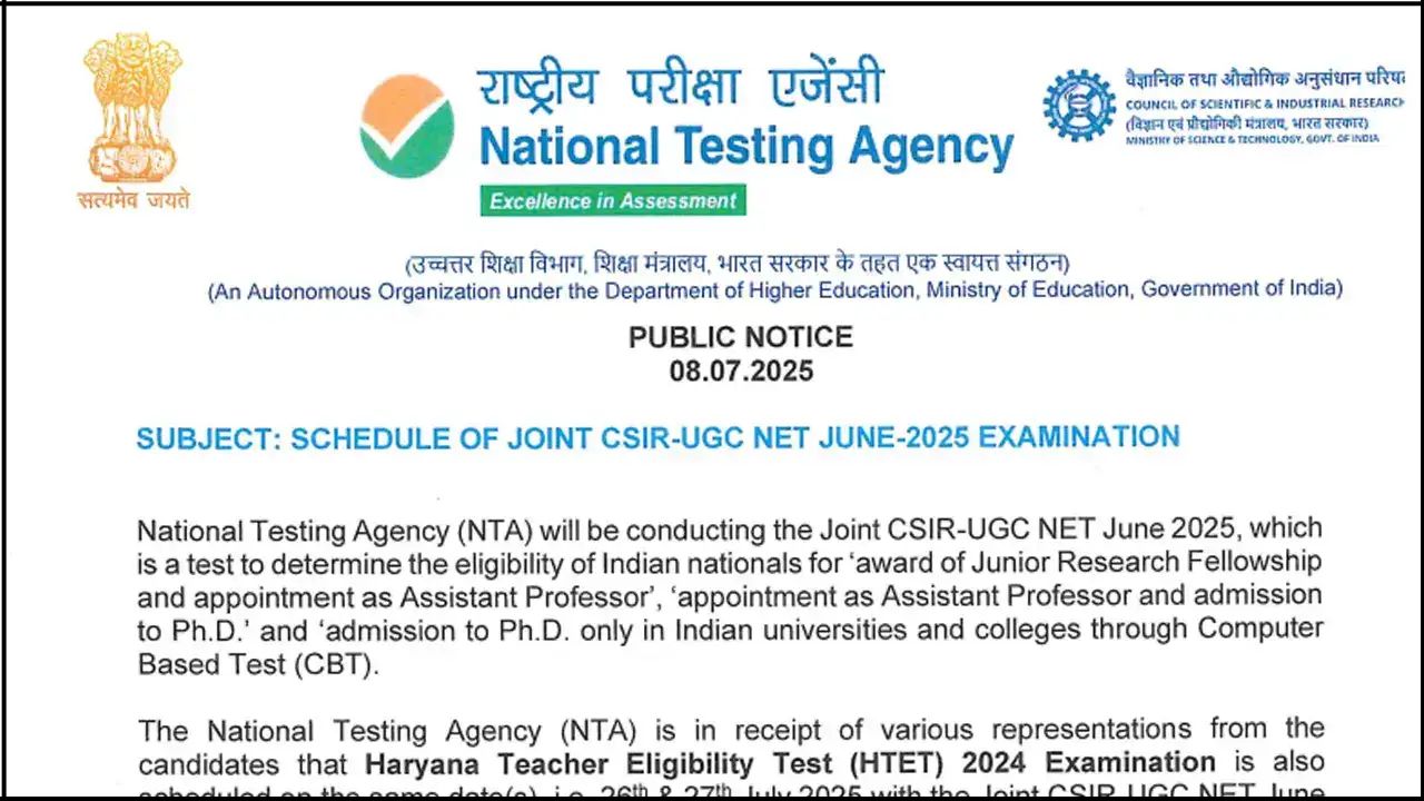 NTA CSIR UGC NET June Exam Date 2025