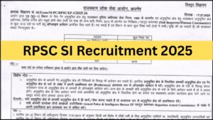 RPSC SI Recruitment 2025