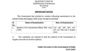 SSC Phase 13 Exam Date 2025 Out