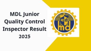 MDL Junior Quality Control Inspector Result 2025