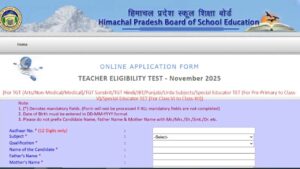 HP TET November 2025 Online Form