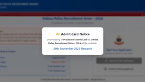 Odisha Police SI Admit Card 2025