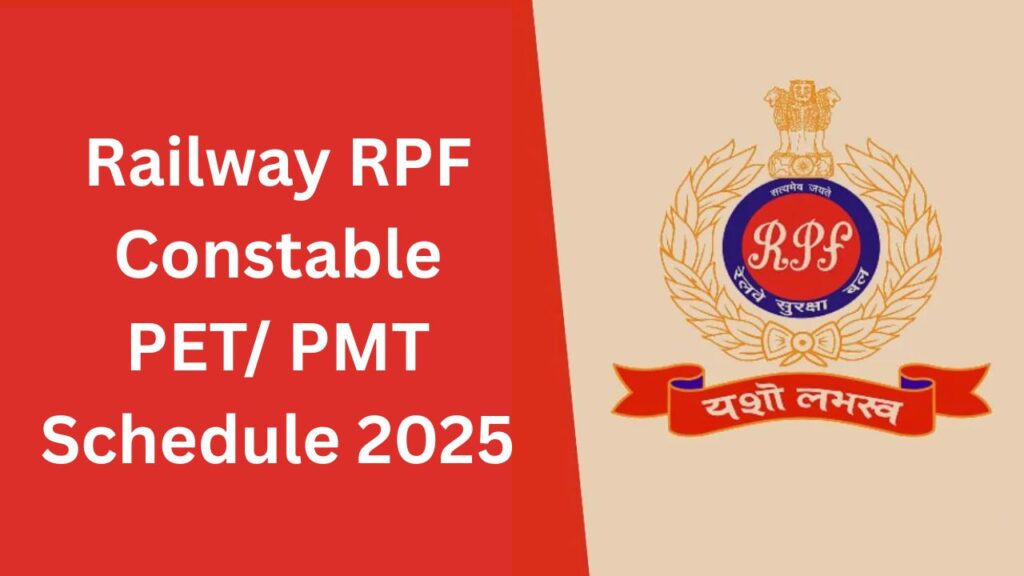 Railway RPF Constable PET PMT Schedule 2025