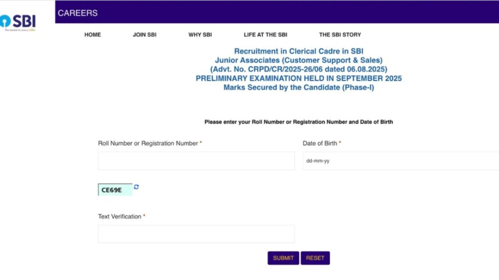 SBI Bank Clerk Pre Result 2025