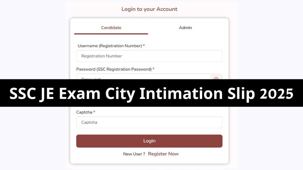 SSC JE Exam City Intimation Slip 2025