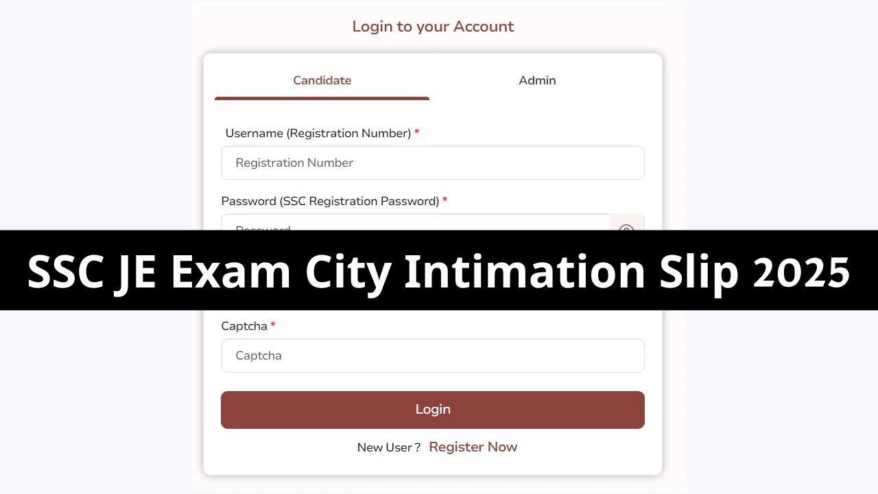SSC JE Exam City Intimation Slip 2025