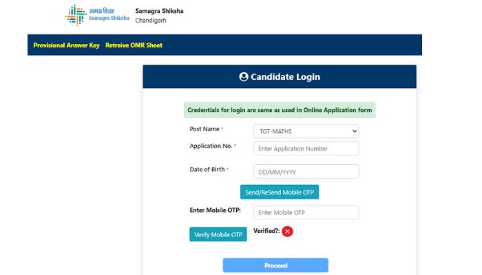 Chandigarh SSA TGT Teacher Answer Key 2025