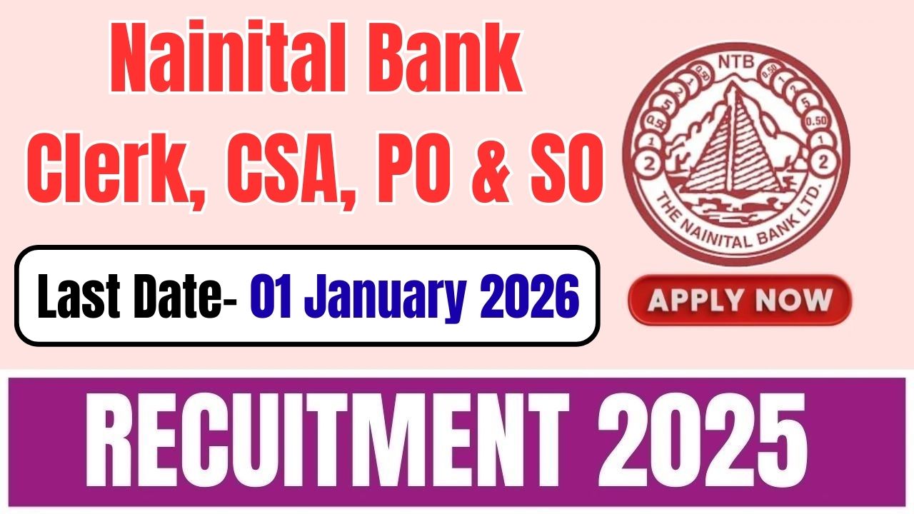 Nainital Bank Clerk, CSA, PO & SO Recruitment 2026