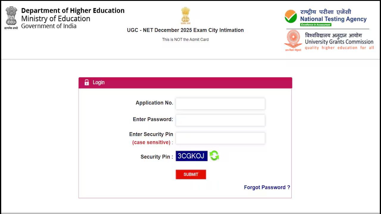 UCG NET December Admit Card