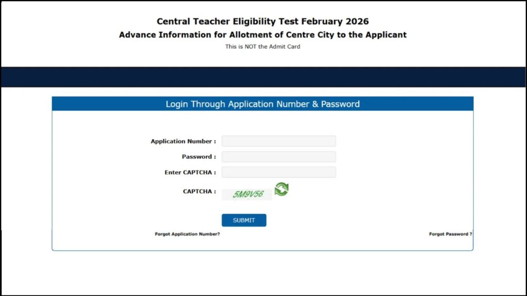 CTET February Exam City Details 2026