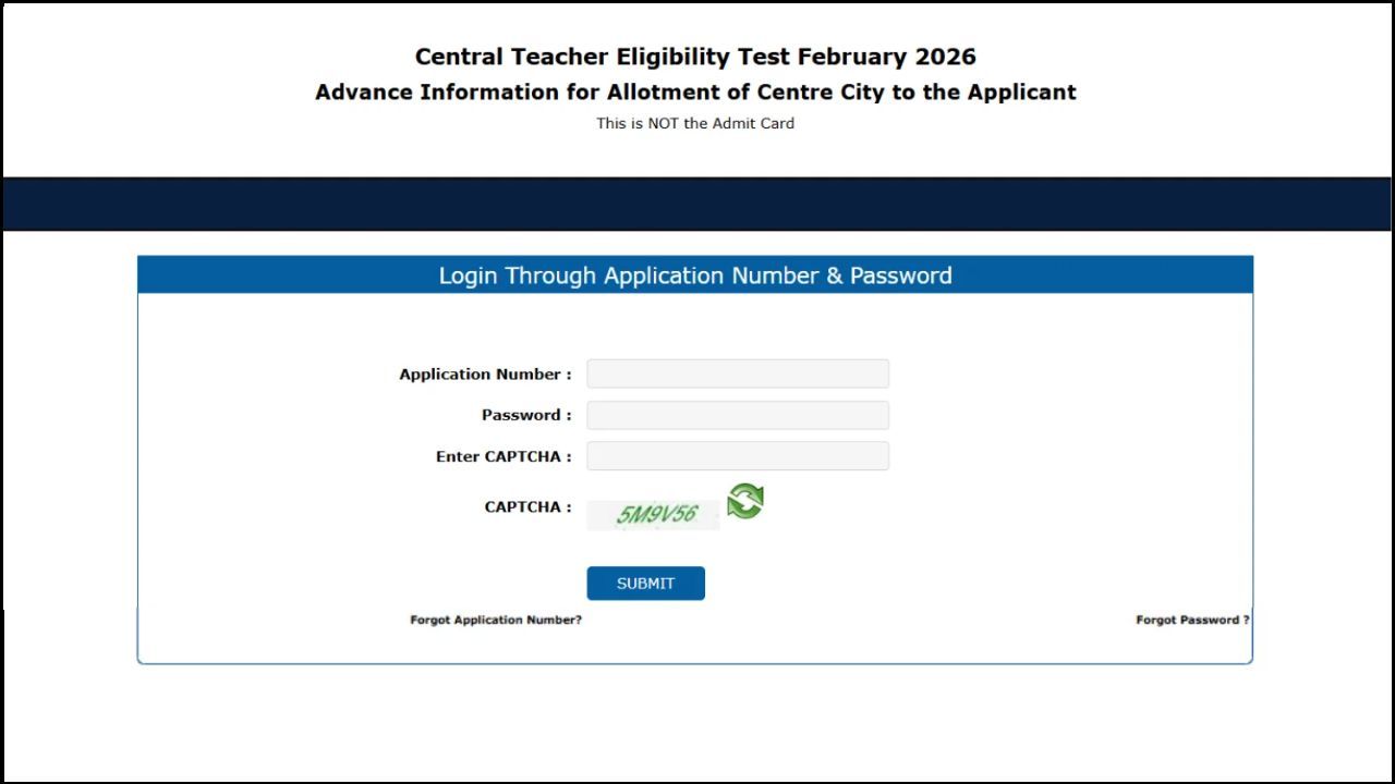 CTET February Exam City Details 2026