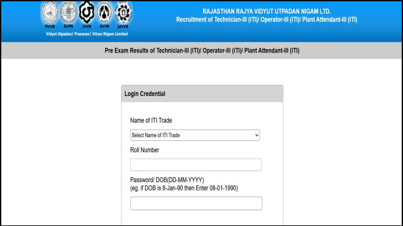RRVUNL Technician Various Post Result 2026
