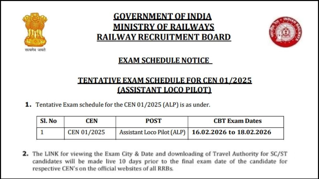 Railway RRB ALP Exam Date 2026