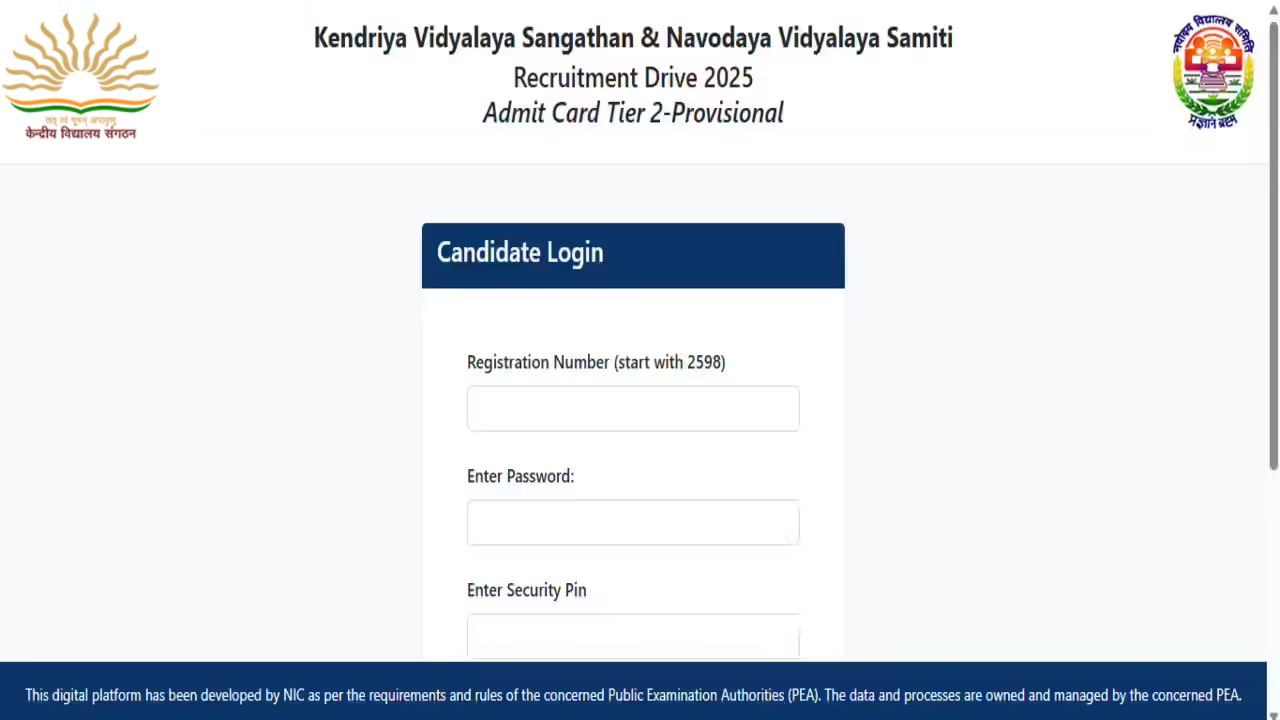 KVS NVS Teaching & Non-Teaching Tier-II Admit Card 2026