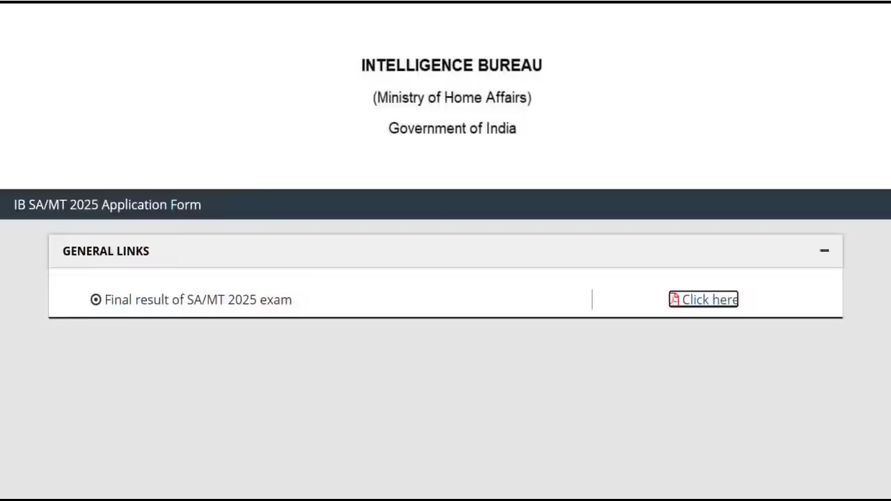 IB Security Assistant (MT) Final Result 2026