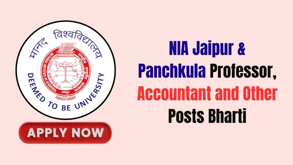 NIA Jaipur & Panchkula Recruitment 2026