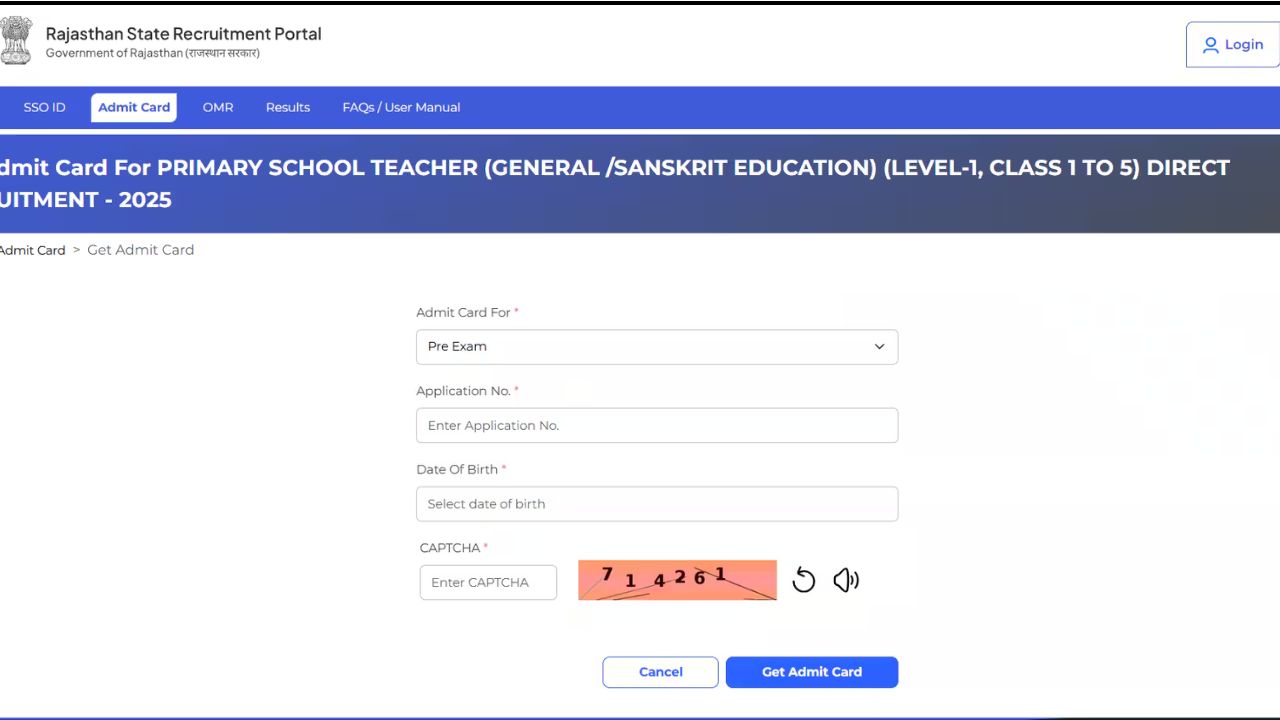 RPSC School Lecturer PGT Exam City Details 2026, Download Admit Card