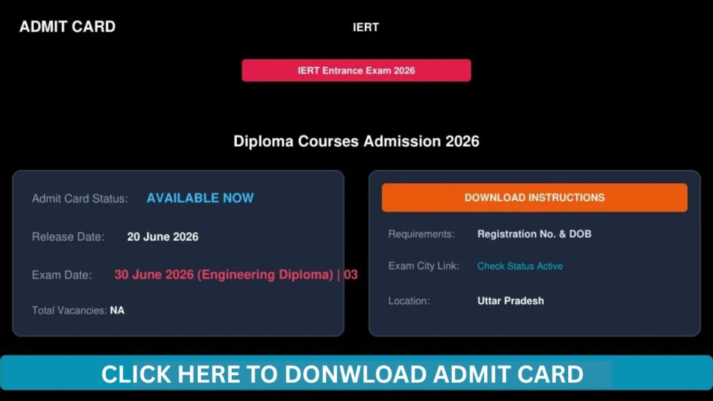IERT Prayagraj Exam Admit Card 2026