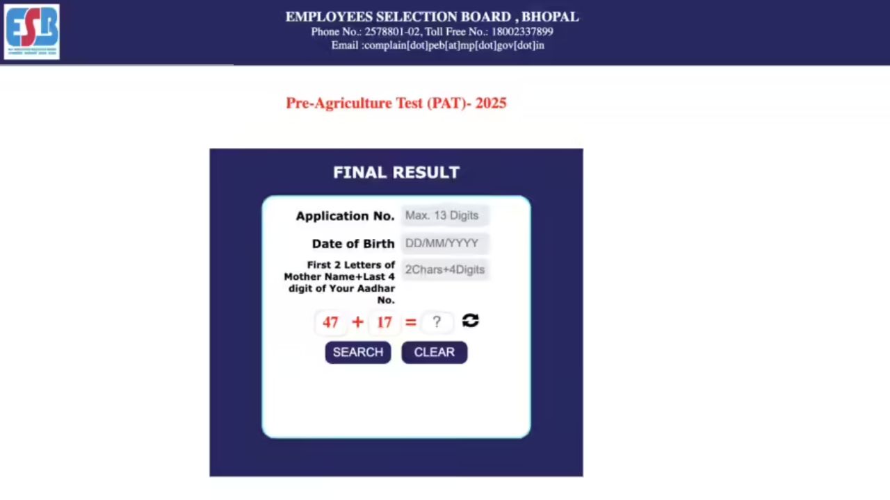 MPESB PAT Result 2026