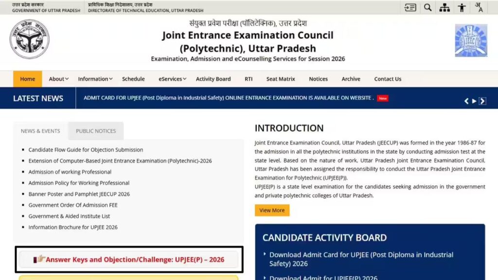 UP Polytechnic JEECUP Answer Key 2026