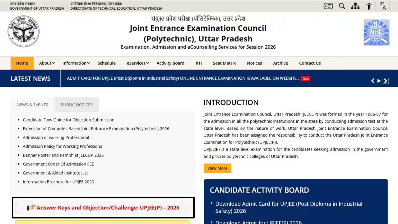 UP Polytechnic JEECUP Answer Key 2026