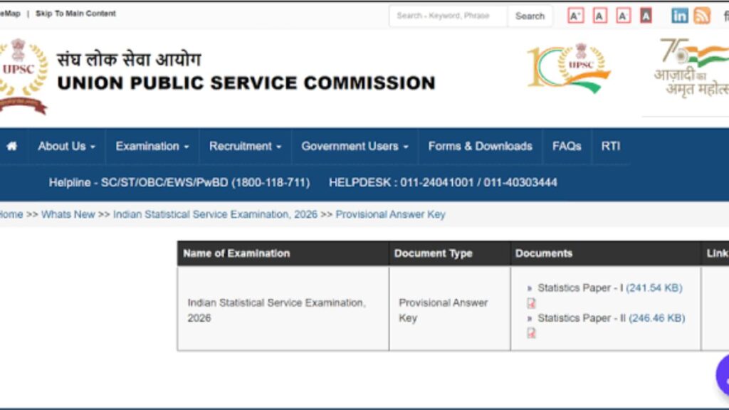 UPSC ISS Answer Key 2026