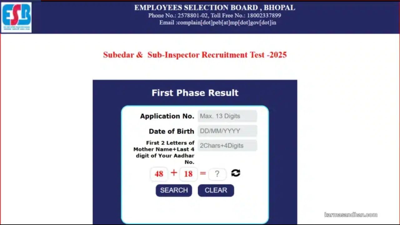 MPESB ASI and Subedar Final Result 2026
