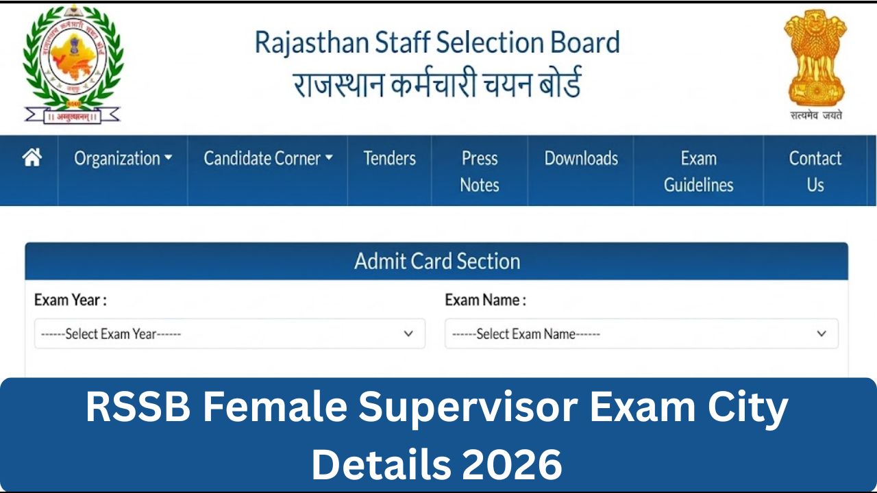 RSSB Female Supervisor Exam City Details 2026