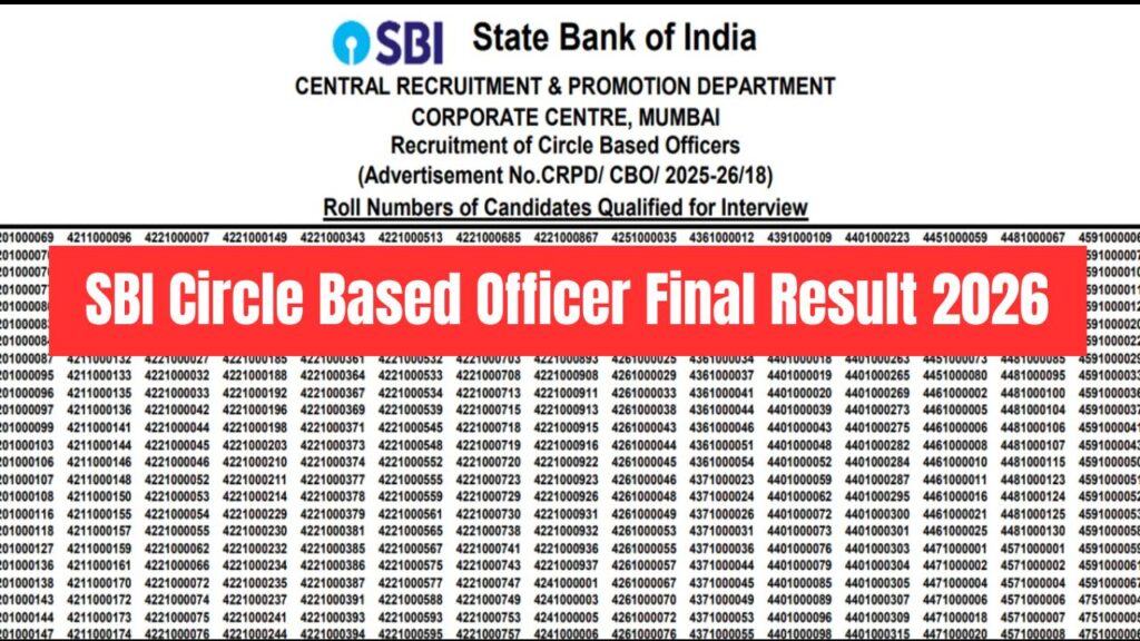SBI Circle Based Officer Final Result 2026
