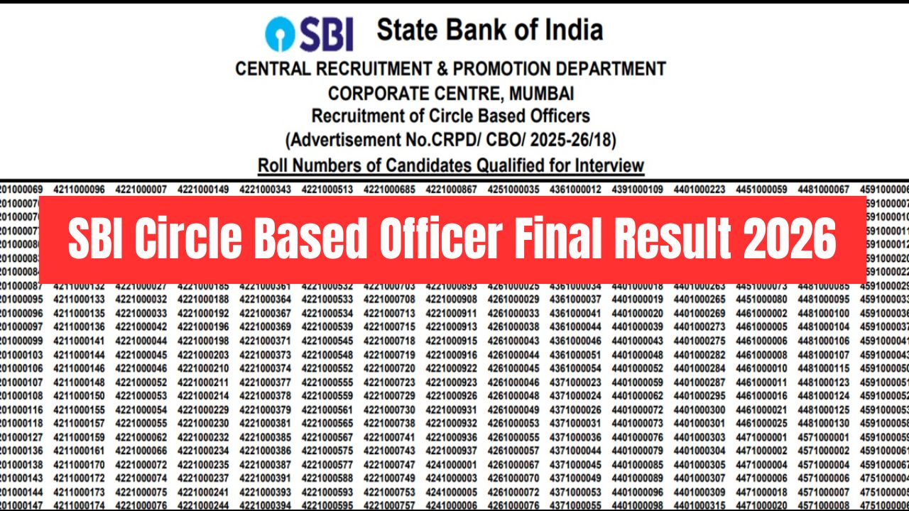 SBI Circle Based Officer Final Result 2026