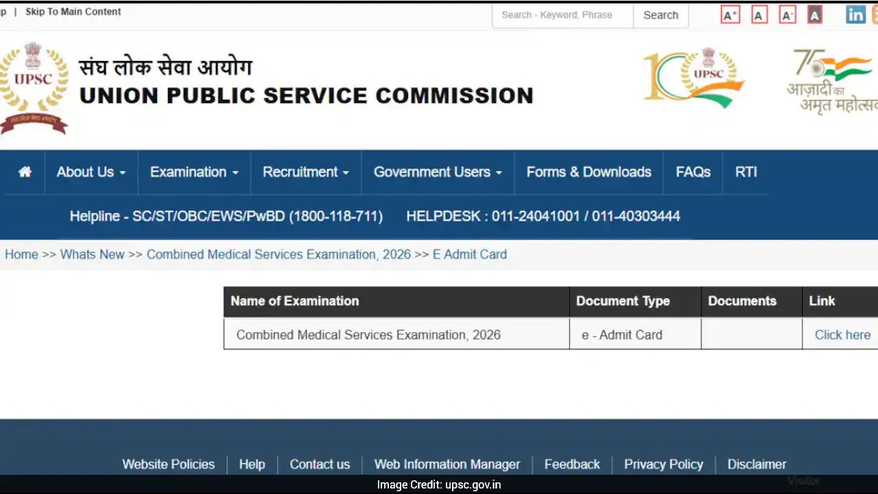 UPSC CMS Admit Card 2026